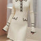 Ruffled Fashion Knit Dress Women Autumn Ribbed Contrast Long Sleeve High Waist Lapel Gown Dress Knitwear Ladies Maxi Dress